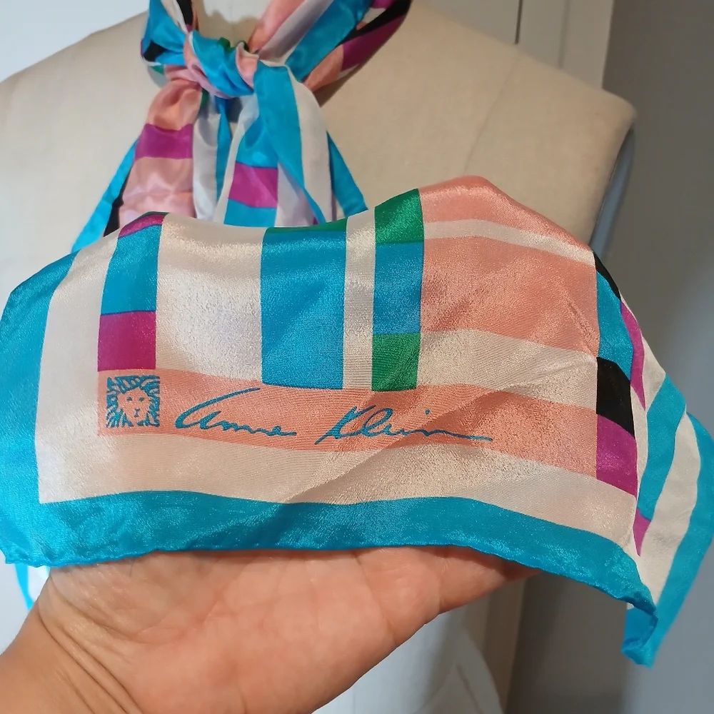 Vintage Anne Klein Multicolor Silk Scarf